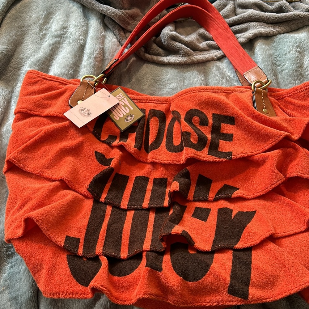 Vintage Juicy Couture Orange Ruffle Tote Bag-NWT
